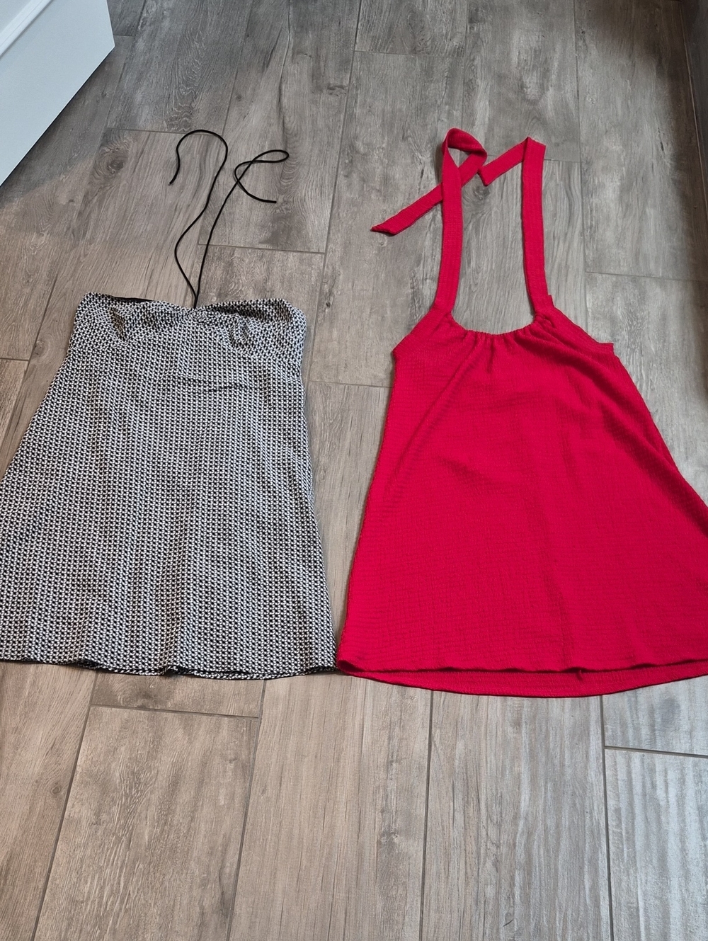 LOFT Gingam Gilli Bright Red Halter Dress